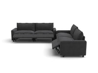 Modular Cero Reclining Sectionals | 4-Piece Grey Linen Large Space V-Shaped Sectionals 4-Seater
