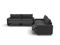 Modular Cero Reclining Sectionals | 4-Piece Grey Linen Large Space V-Shaped Sectionals 4-Seater