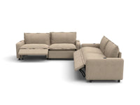 Modular Cero Reclining Sectionals | 4-Piece Khaki Linen Grand Estate V-Shaped Sectionals 4-Seater