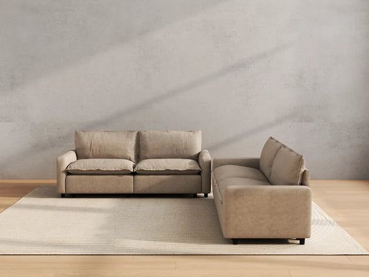 Modular Cero Modular Sectionals | 4-Piece Khaki Linen Grand Estate V-Shaped Sectionals 4-Seater