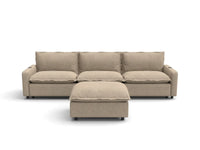 Modular Cero Reclining Sectionals | 4-Piece Khaki Linen Home Living Chaise Sectionals 3-Seater with 1-Ottoman