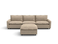 Modular Cero Modular Sectionals | 4-Piece Khaki Linen Home Living Chaise Sectionals 3-Seater with 1-Ottoman
