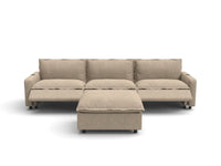 Modular Cero Reclining Sectionals | 4-Piece Khaki Linen Home Living Chaise Sectionals 3-Seater with 1-Ottoman