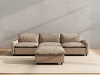 Modular Cero Reclining Sectionals | 4-Piece Khaki Linen Home Living Chaise Sectionals 3-Seater with 1-Ottoman