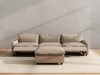 Modular Cero Reclining Sectionals | 4-Piece Khaki Linen Home Living Chaise Sectionals 3-Seater with 1-Ottoman