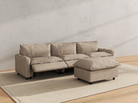 Modular Cero Reclining Sectionals | 4-Piece Khaki Linen Home Living Chaise Sectionals 3-Seater with 1-Ottoman