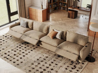 Modular Cero Reclining Sectionals | 4-Piece Khaki Linen Home Living Couch Sectionals 4-Seater