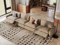 Modular Cero Reclining Sectionals | 4-Piece Khaki Linen Home Living Couch Sectionals 4-Seater
