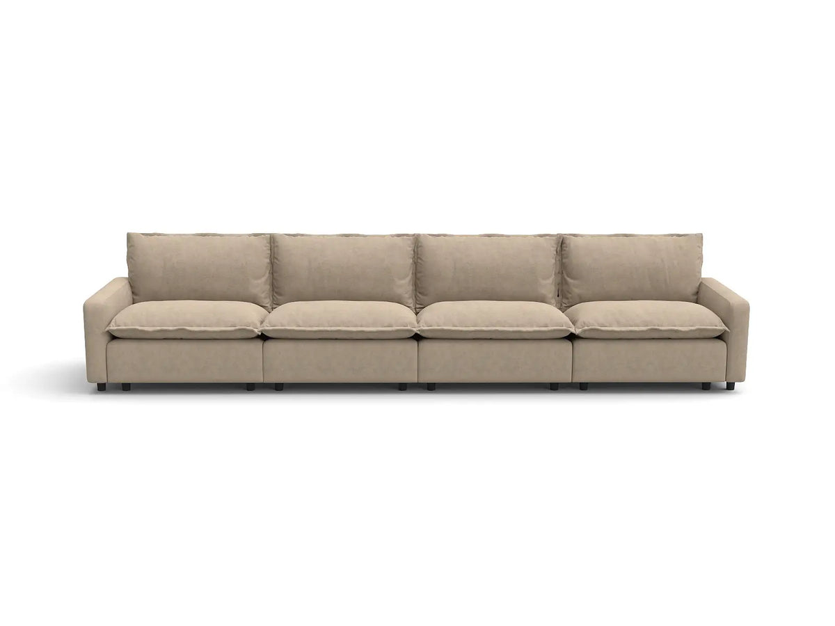 Modular Cero Modular Sectionals | 4-Piece Khaki Linen Home Living Couch Sectionals 4-Seater