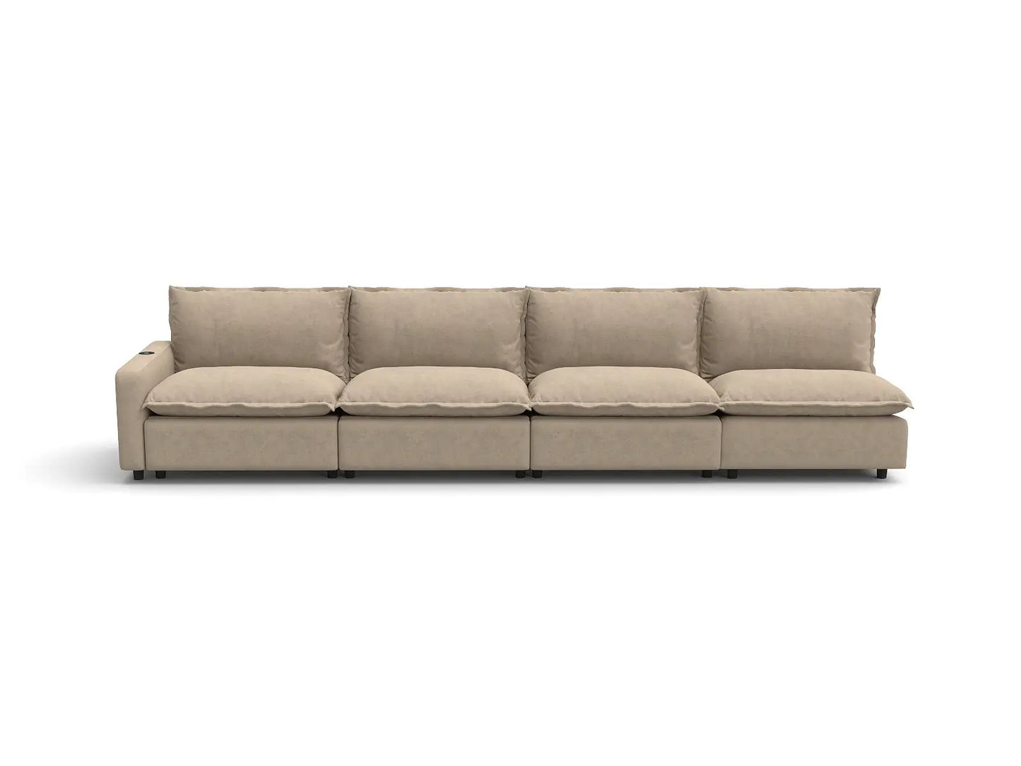Modular Cero Reclining Sectionals | 4-Piece Khaki Linen Home Living Couch Sectionals 4-Seater
