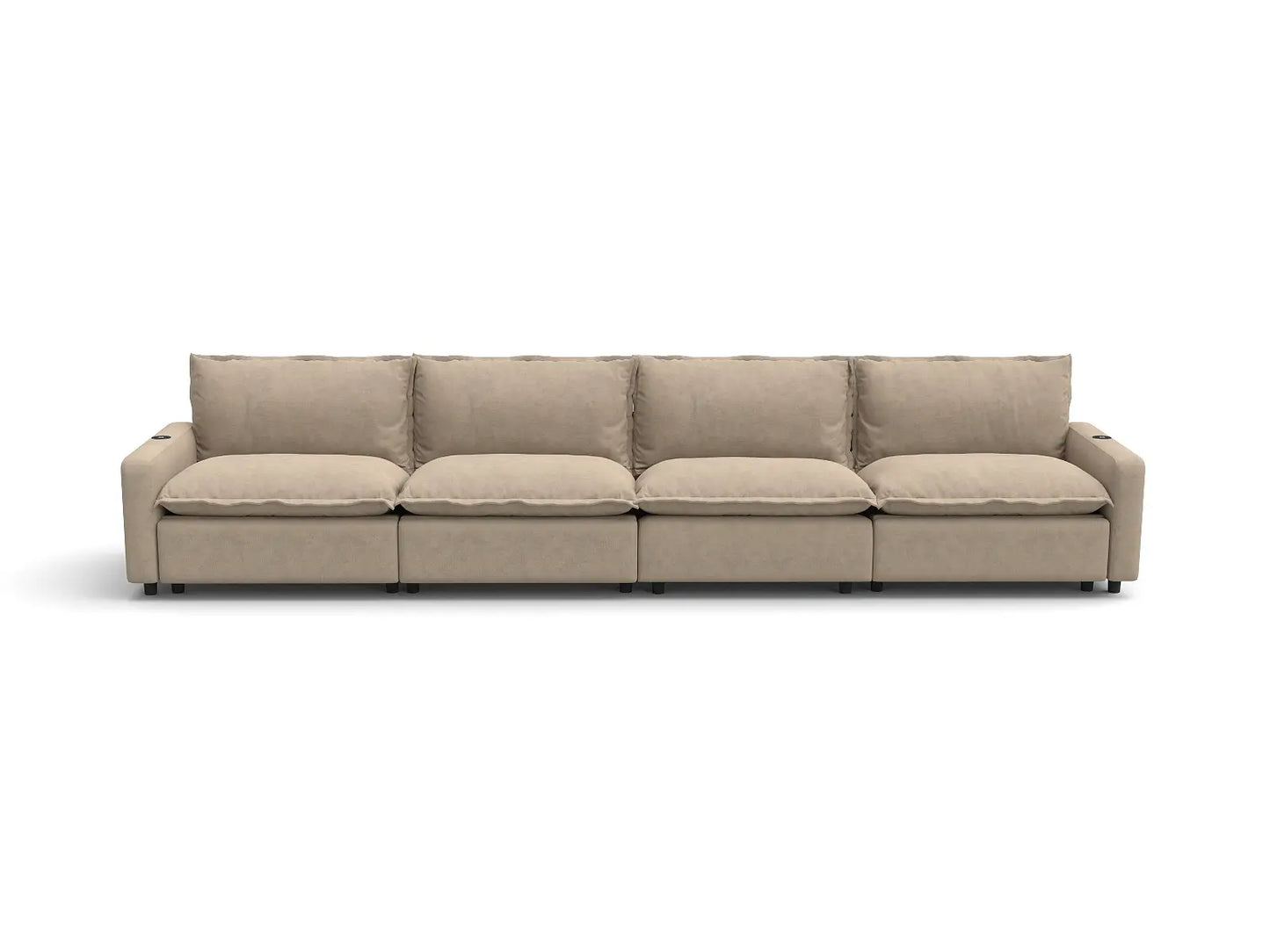 Modular Cero Reclining Sectionals | 4-Piece Khaki Linen Home Living Couch Sectionals 4-Seater