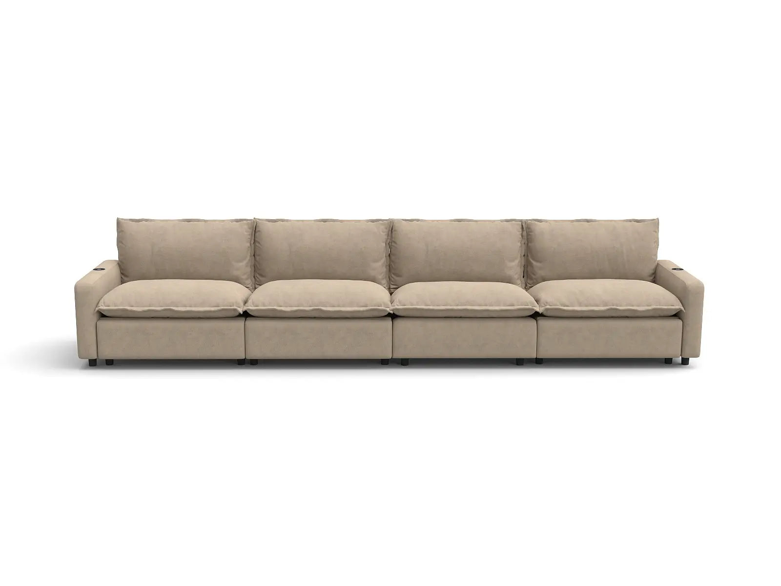 Modular Cero Large Reclining Sectional | 4-Piece Khaki Linen Home Living Couch Sectionals 4-Seater