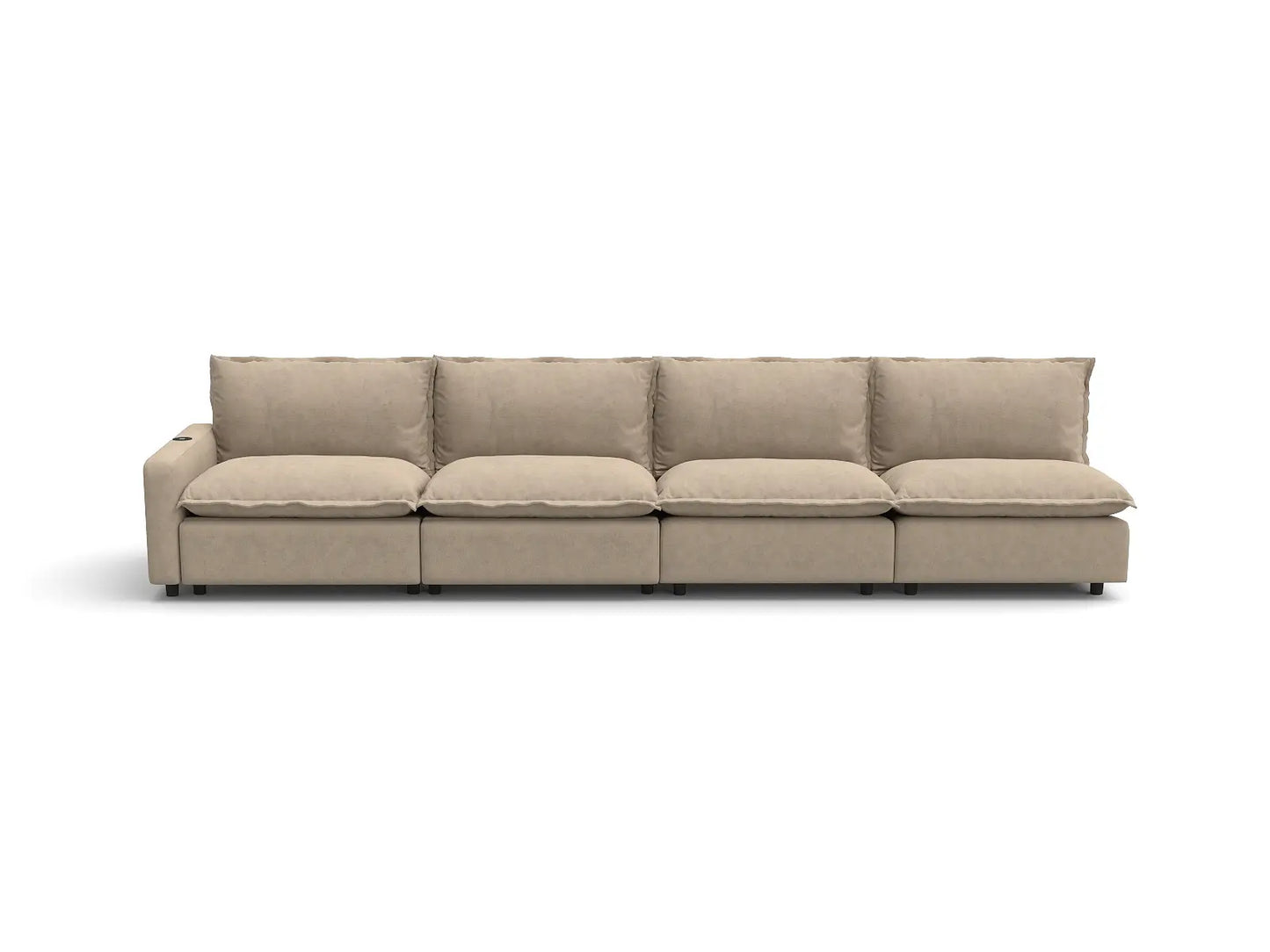 Modular Cero Reclining Sectionals | 4-Piece Khaki Linen Home Living Couch Sectionals 4-Seater