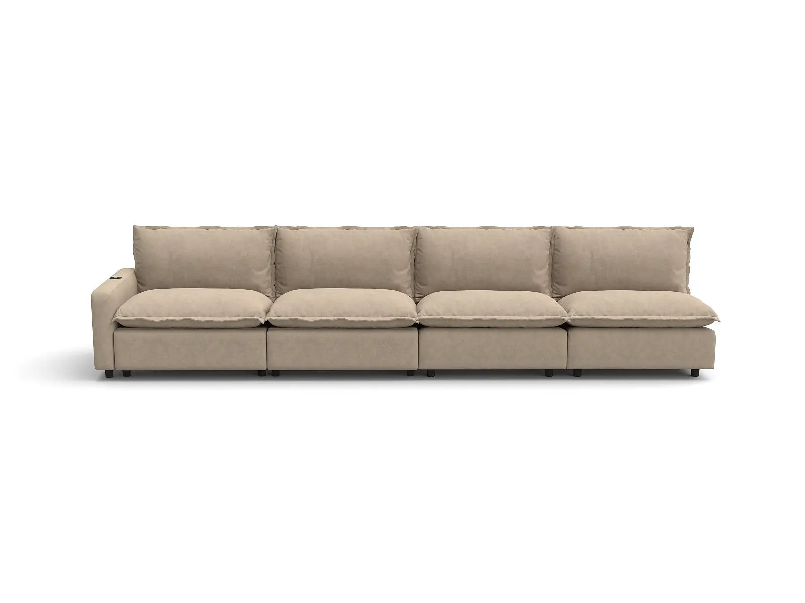 Modular Cero Sectional Recliner Couch | 4-Piece Khaki Linen Home Living Couch Sectionals 4-Seater