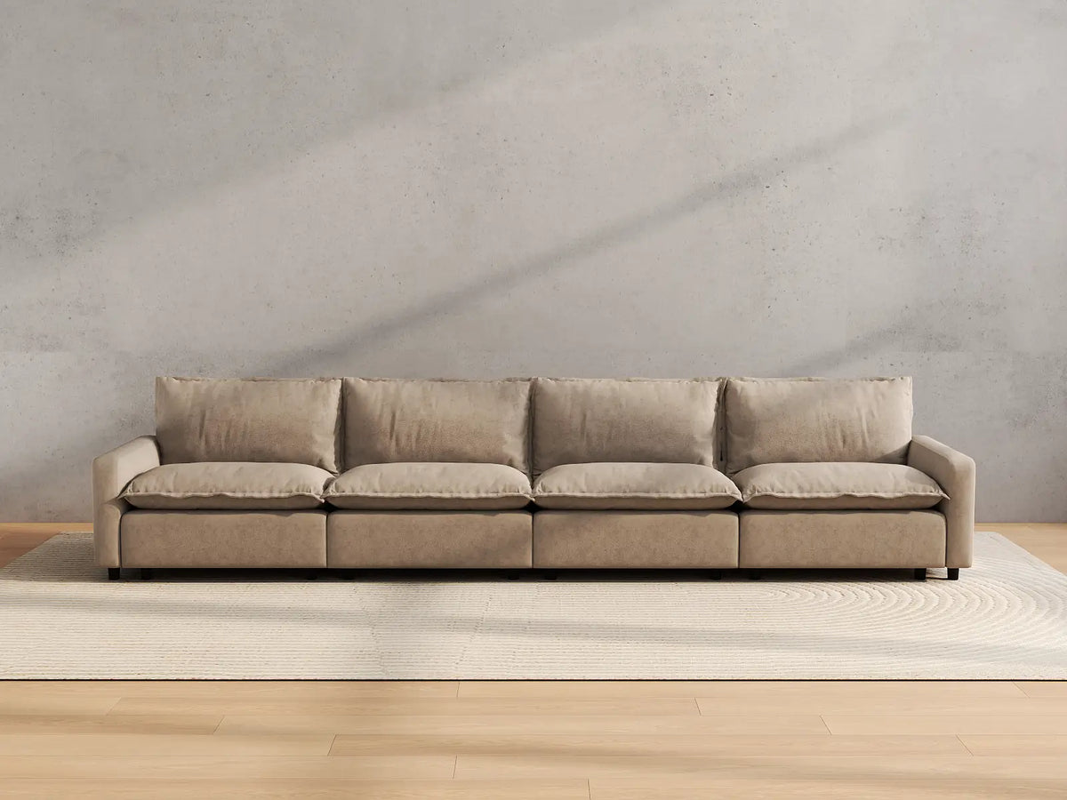 Modular Cero Modular Sectionals | 4-Piece Khaki Linen Home Living Couch Sectionals 4-Seater