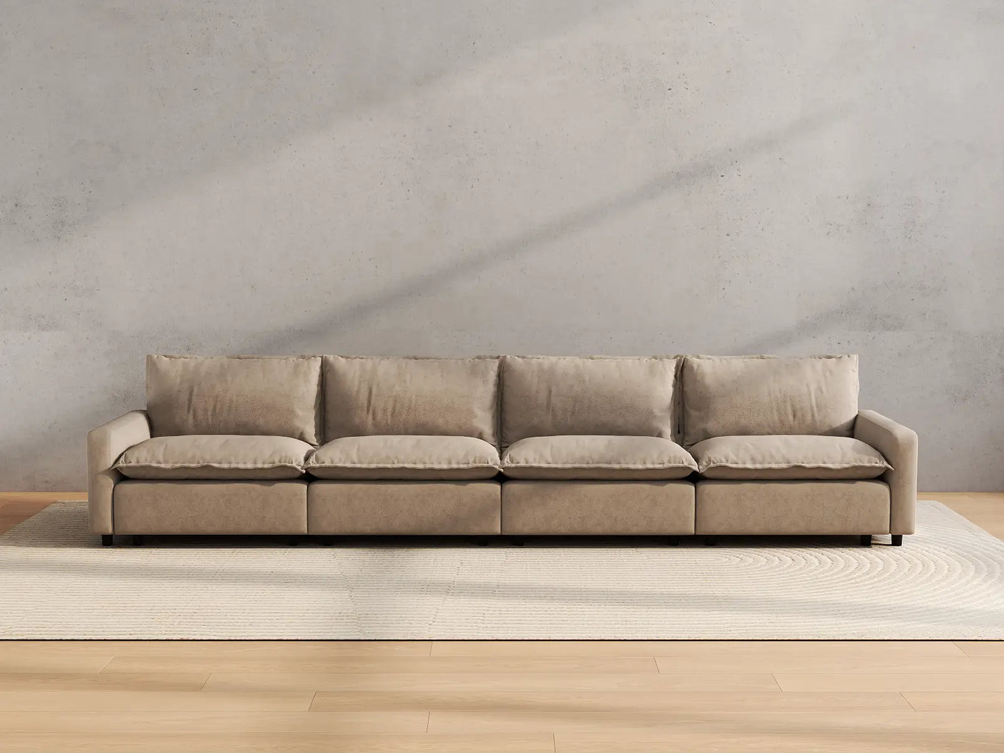 Modular Cero Modular Sectionals | 4-Piece Khaki Linen Home Living Couch Sectionals 4-Seater