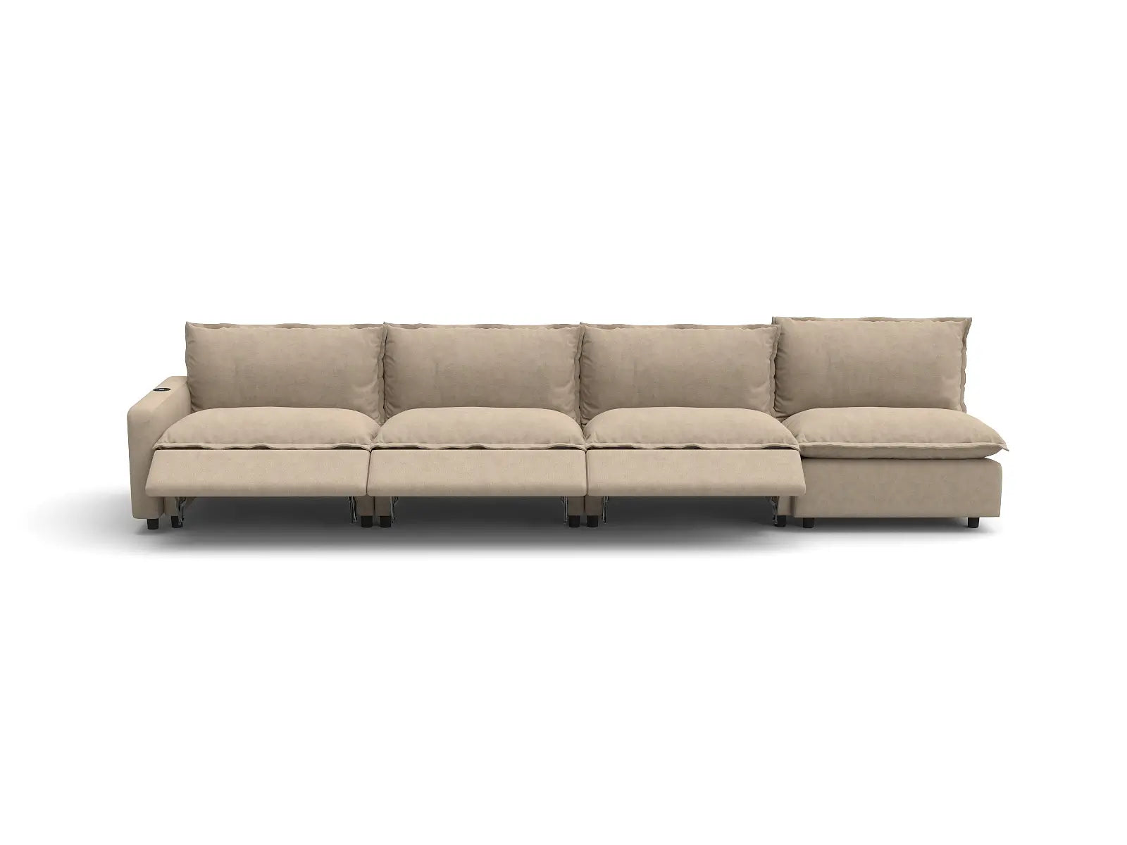Modular Cero Large Reclining Sectional Couch | 4-Piece Khaki Linen Home Living Couch Sectionals 4-Seater