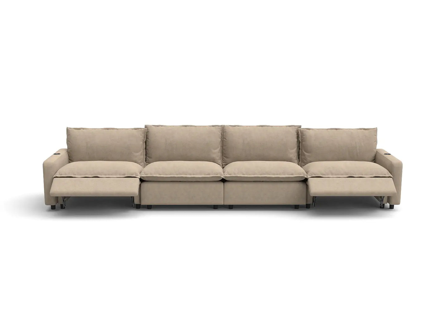 Modular Cero Reclining Sectionals | 4-Piece Khaki Linen Home Living Couch Sectionals 4-Seater