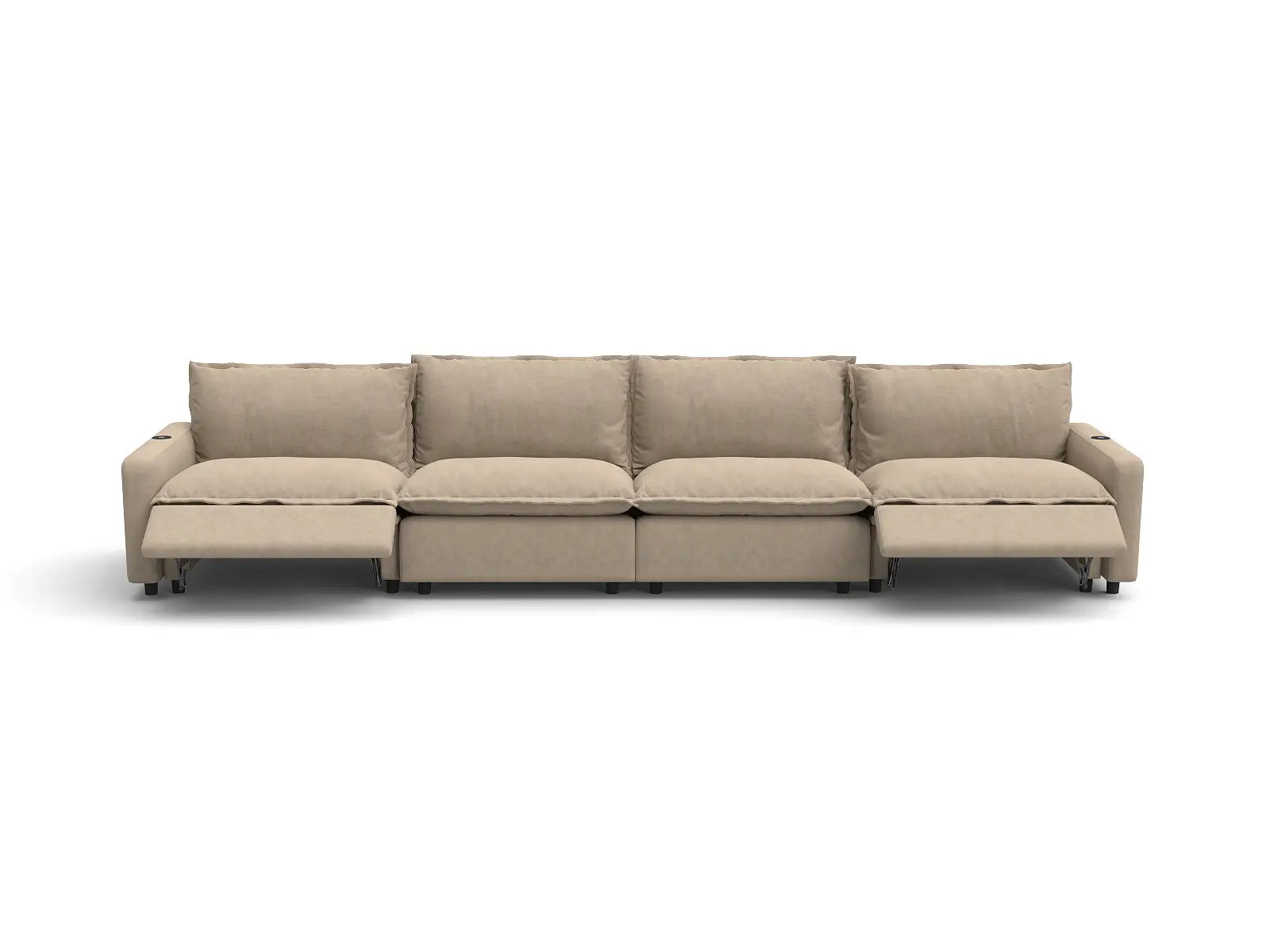 Modular Cero Recliner Sectional Couch | 4-Piece Khaki Linen Home Living Couch Sectionals 4-Seater