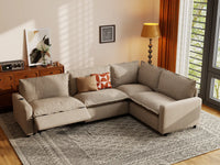 Modular Cero Reclining Sectionals | 4-Piece Khaki Linen Home Living L-Shaped Sectionals 4-Seater