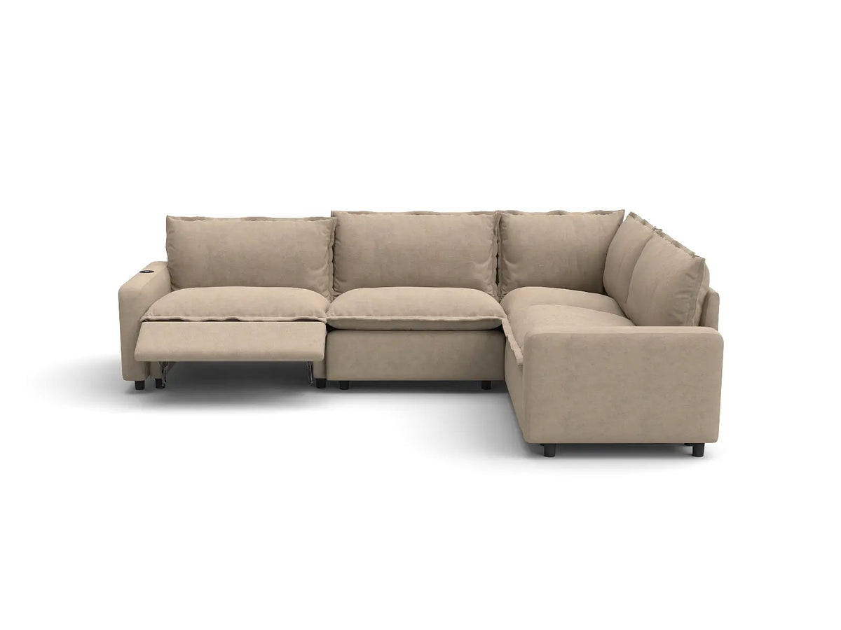 Modular Cero Reclining Sectionals | 4-Piece Khaki Linen Home Living L-Shaped Sectionals 4-Seater