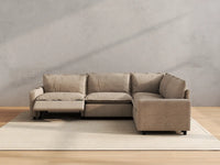 Modular Cero Reclining Sectionals | 4-Piece Khaki Linen Home Living L-Shaped Sectionals 4-Seater