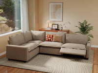 Modular Cero Reclining Sectionals | 4-Piece Khaki Linen Home Living L-Shaped Sectionals 4-Seater