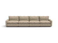 Modular Cero Reclining Sectionals | 4-Piece Khaki Linen Large Space Couch Sectionals 4-Seater