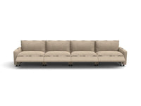 Modular Cero Reclining Sectionals | 4-Piece Khaki Linen Large Space Couch Sectionals 4-Seater