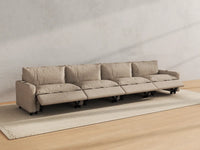 Modular Cero Reclining Sectionals | 4-Piece Khaki Linen Large Space Couch Sectionals 4-Seater