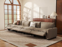 Modular Cero Reclining Sectionals | 4-Piece Khaki Linen Large Space Couch Sectionals 4-Seater