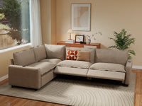 Modular Cero Reclining Sectionals | 4-Piece Khaki Linen Large Space L-Shaped Sectionals 4-Seater