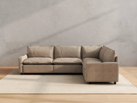 Modular Cero Sectional Recliner | 4-Piece Khaki Linen Large Space L-Shaped Sectionals 4-Seater