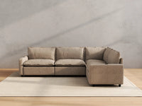 Modular Cero Reclining Sectionals | 4-Piece Khaki Linen Large Space L-Shaped Sectionals 4-Seater