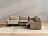 Modular Cero Sectional Recliner | 4-Piece Khaki Linen Large Space L-Shaped Sectionals 4-Seater