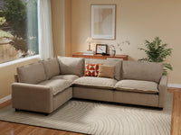 Modular Cero Modular Sectionals | 4-Piece Khaki Linen Large Space L-Shaped Sectionals 4-Seater
