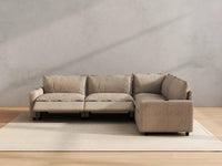 Modular Cero Reclining Sectionals | 4-Piece Khaki Linen Large Space L-Shaped Sectionals 4-Seater