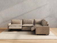 Modular Cero Reclining Sectionals | 4-Piece Khaki Linen Large Space L-Shaped Sectionals 4-Seater