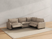 Modular Cero Reclining Sectionals | 4-Piece Khaki Linen Large Space L-Shaped Sectionals 4-Seater