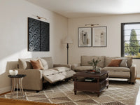 Modular Cero Reclining Sectionals | 4-Piece Khaki Linen Large Space V-Shaped Sectionals 4-Seater
