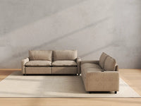 Modular Cero Reclining Sectionals | 4-Piece Khaki Linen Large Space V-Shaped Sectionals 4-Seater