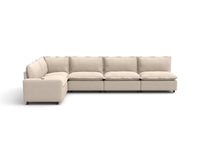 5 Piece Beige Linen Family Room L Shaped Sectionals 5 Seater 2