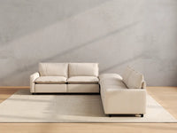 Modular Cero Modular Sectionals | 5-Piece Beige Linen Grand Estate V-Shaped Sectionals 4-Seater with 1-Ottoman