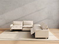 Modular Cero Reclining Sectionals | 5-Piece Beige Linen Grand Estate V-Shaped Sectionals 4-Seater with 1-Ottoman