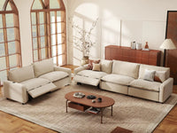5 Piece Beige Linen Home Living Corner Sectionals 5 Seater 1