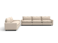 5 Piece Beige Linen Home Living Corner Sectionals 5 Seater 2