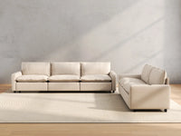 5 Piece Beige Linen Home Living Corner Sectionals 5 Seater 4