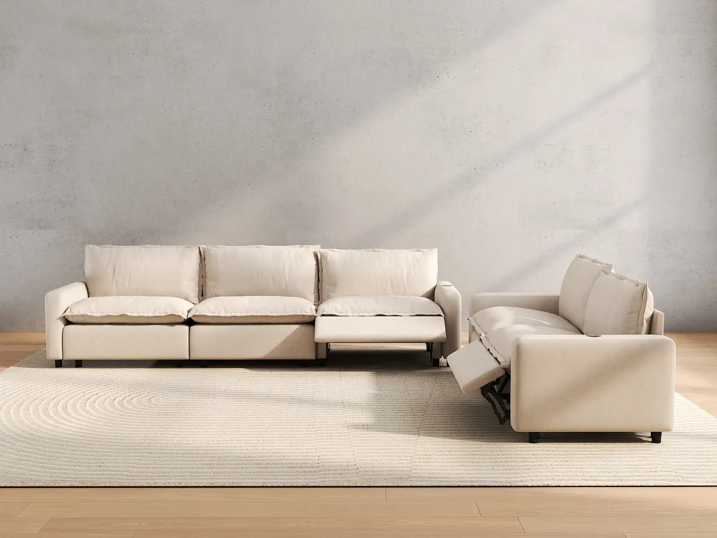 5 Piece Beige Linen Home Living Corner Sectionals 5 Seater 5