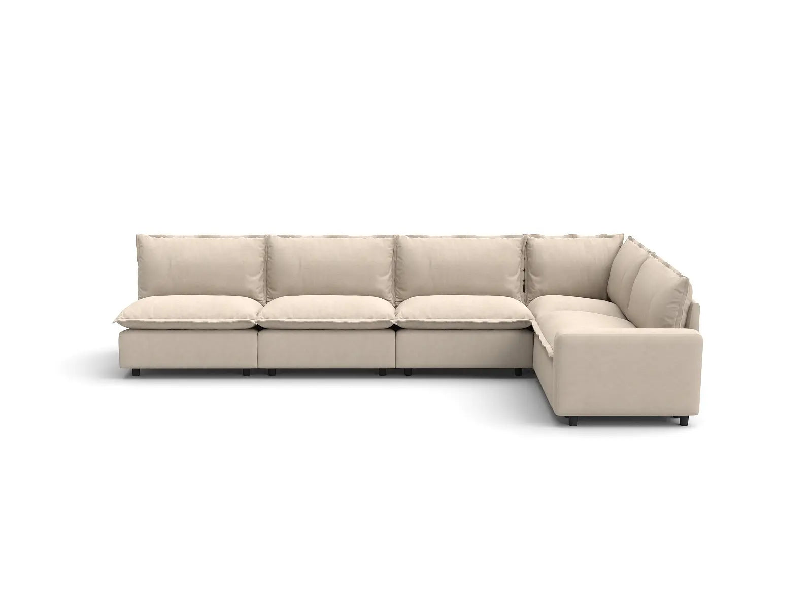 Modular Cero L Shaped Modular Sectional Sofa | 5-Piece Beige Linen Home Living L-Shaped Sectionals 5-Seater