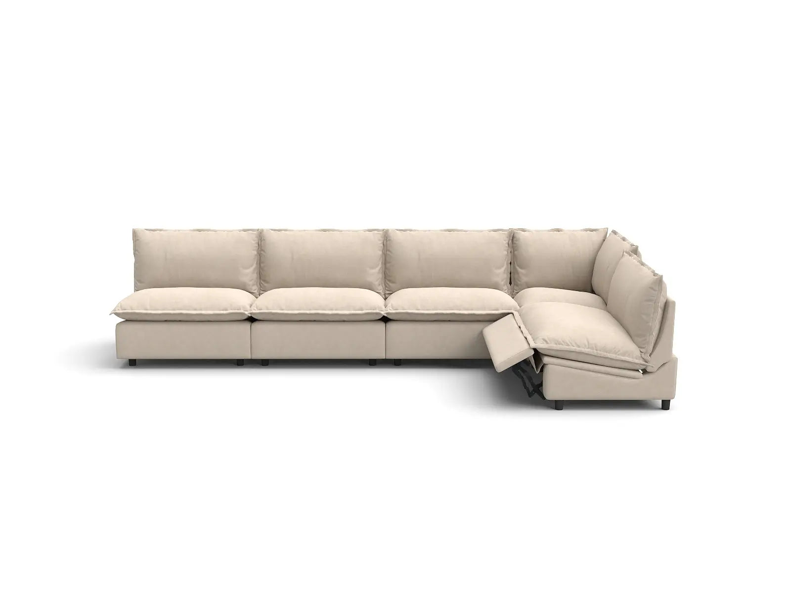 Modular Cero L Shaped Reclining Sectional | 5-Piece Beige Linen Home Living L-Shaped Sectionals 5-Seater